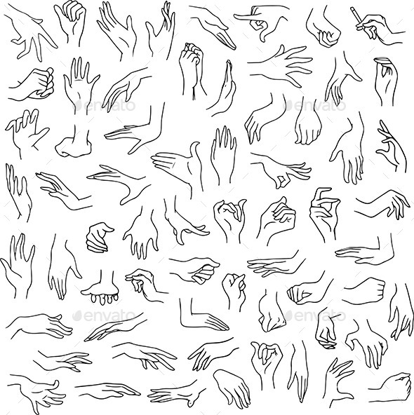 Woman Hands Pack Lineart (People)