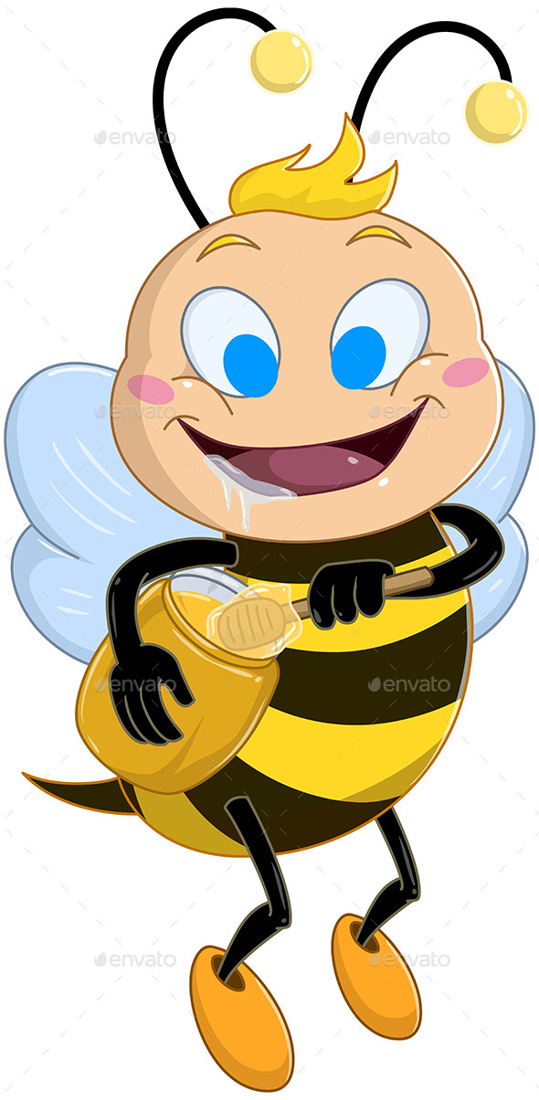 Drooling Bee Holds Honey Jar (Animals)