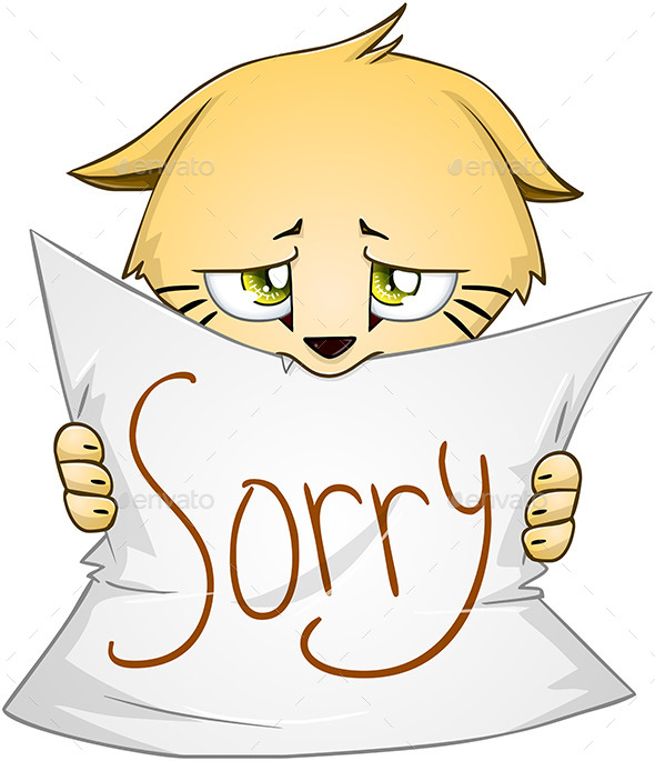 Kitten Holds Sign of Apology (Animals)