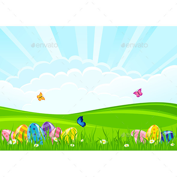 GraphicRiver Easter Eggs on Grass 10754392 GraphicRiver Easter Eggs on Grass 10754392