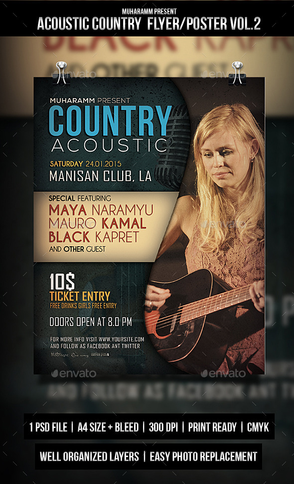 GraphicRiver Acoustic Country Flyer Poster V2 10760175 GraphicRiver Acoustic Country Flyer Poster V2 10760175