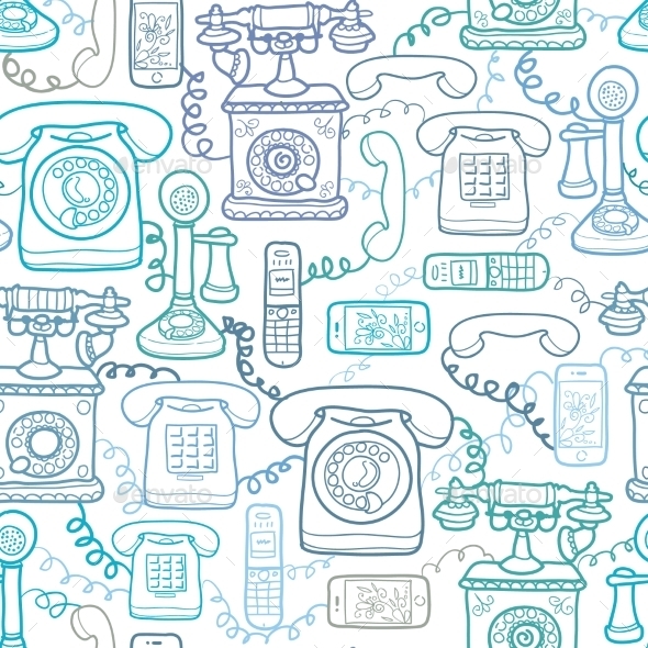 GraphicRiver Vintage and Modern Telephones Seamless Pattern 10762083 GraphicRiver Vintage and Modern Telephones Seamless Pattern 10762083