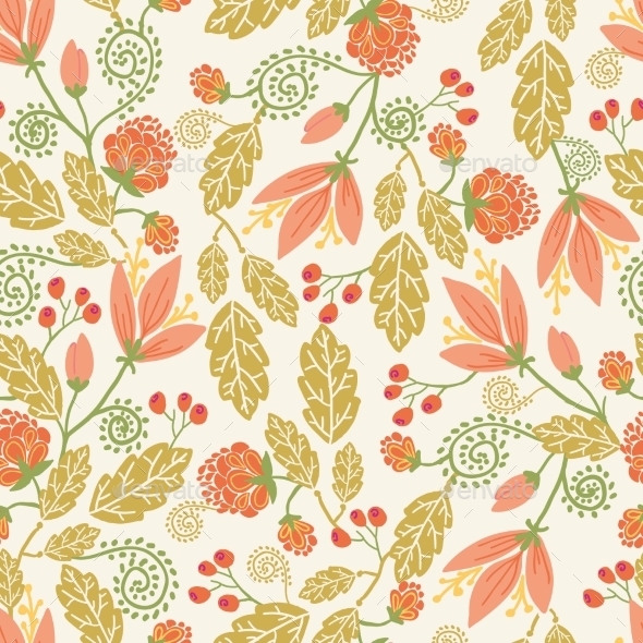 GraphicRiver Spring Flowers and Berries Seamless Pattern 10762087 GraphicRiver Spring Flowers and Berries Seamless Pattern 10762087