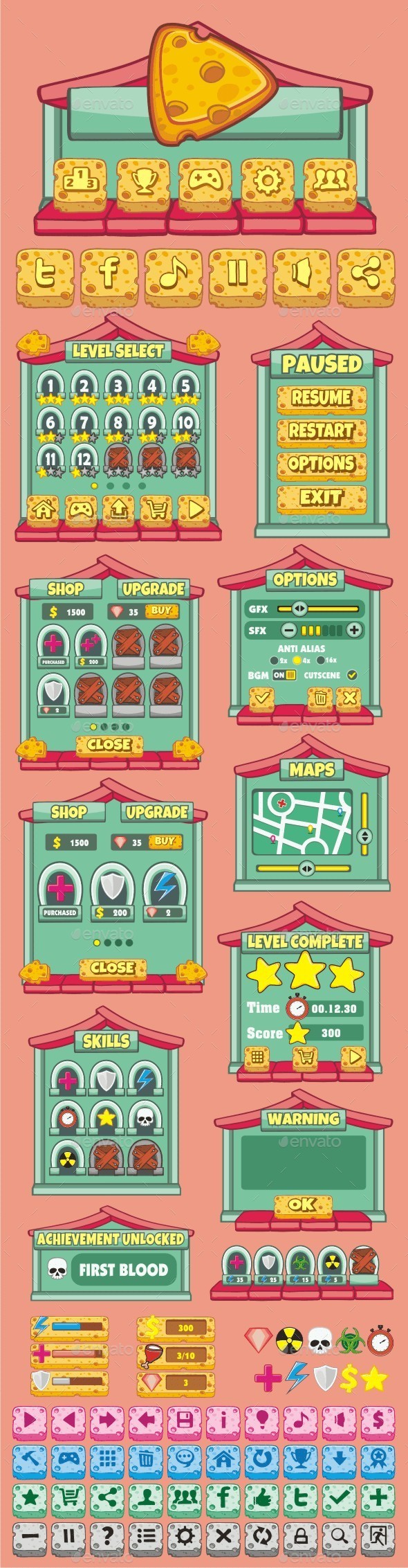 GraphicRiver cartoon game gui pack 21 10762598 GraphicRiver cartoon game gui pack 21 10762598