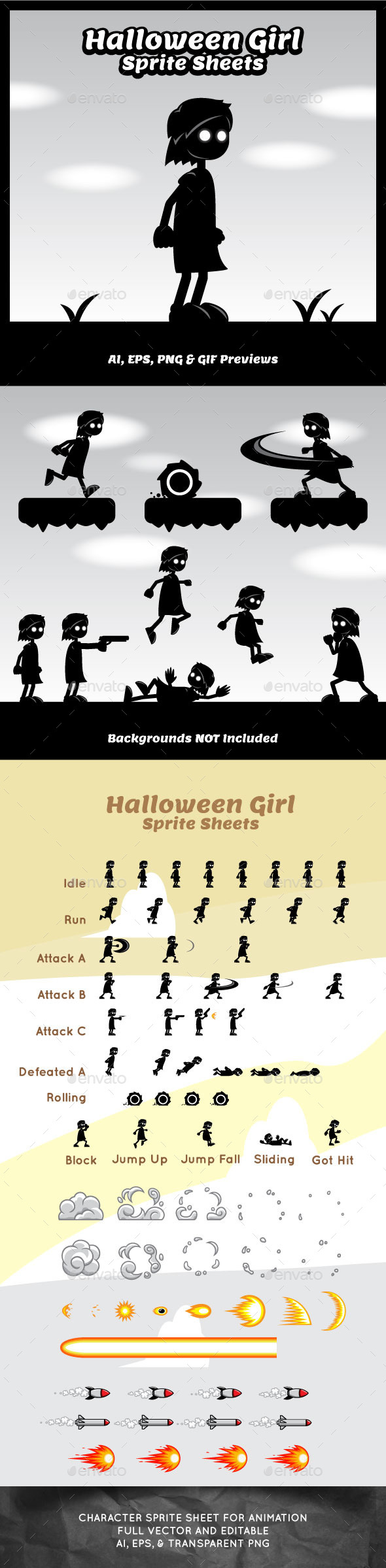 GraphicRiver Halloween Girl Game Character Sprite Sheets 10762933 GraphicRiver Halloween Girl Game Character Sprite Sheets 10762933