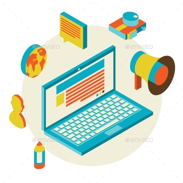 GraphicRiver Isometric Design Modern Concept of Blogging 10763994 GraphicRiver Isometric Design Modern Concept of Blogging 10763994