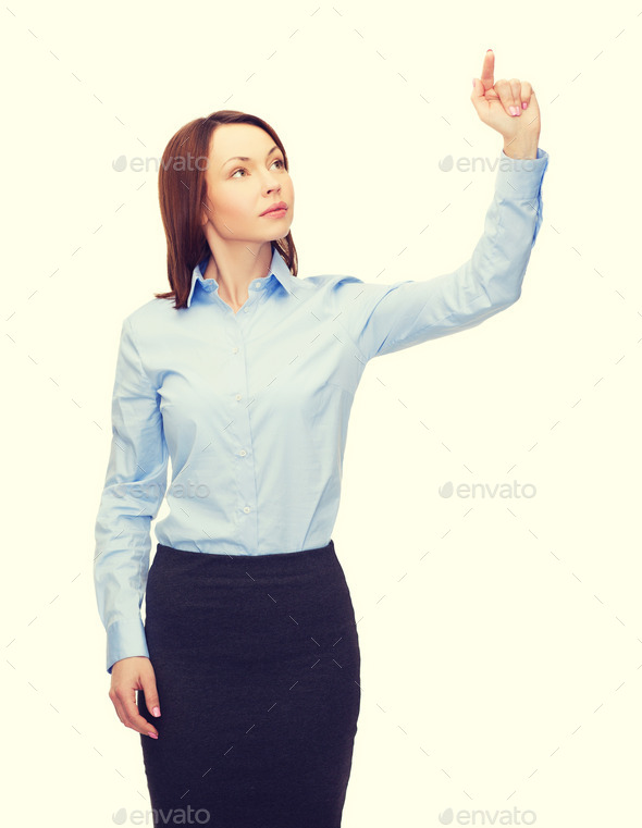 calm businesswoman working with virtual screen (Misc) Photo Download