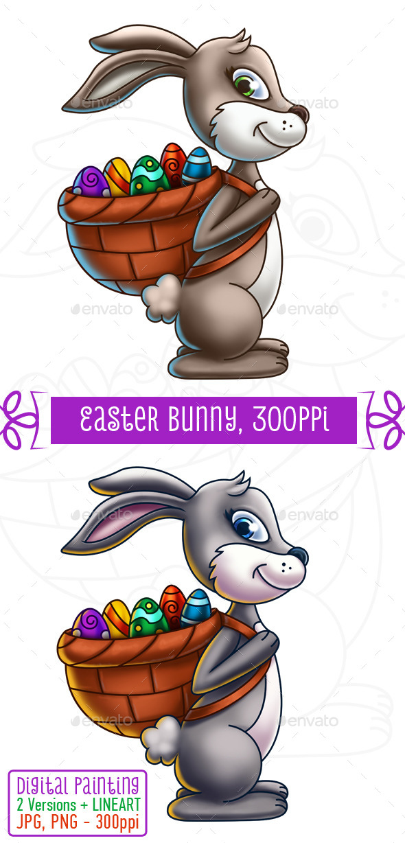 GraphicRiver Easter Bunny Carrying a Basket of Eggs 10752252 GraphicRiver Easter Bunny Carrying a Basket of Eggs 10752252