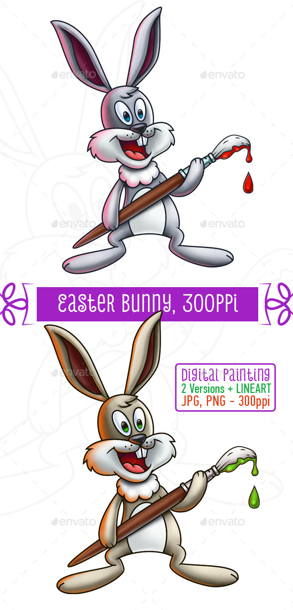 GraphicRiver Easter Bunny Holding Paintbrush 10752687 GraphicRiver Easter Bunny Holding Paintbrush 10752687
