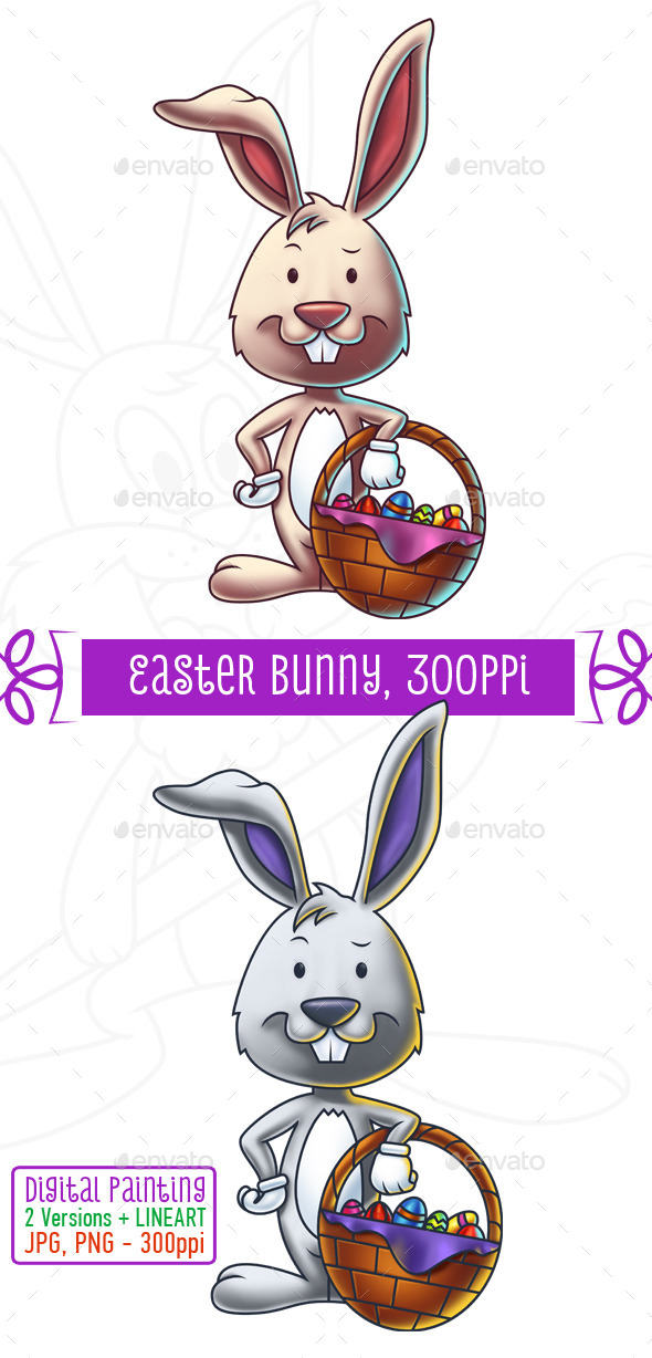 GraphicRiver Easter Bunny With a Basket of Eggs 10752919 GraphicRiver Easter Bunny With a Basket of Eggs 10752919