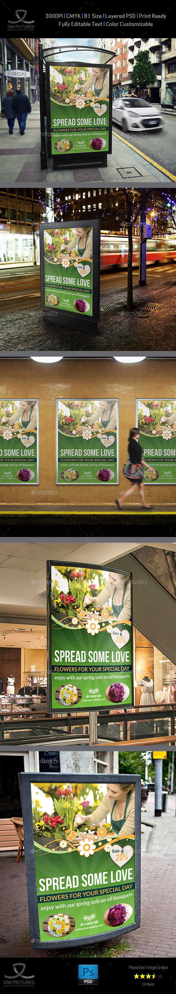 Flowers Shop Poster Template (Signage)