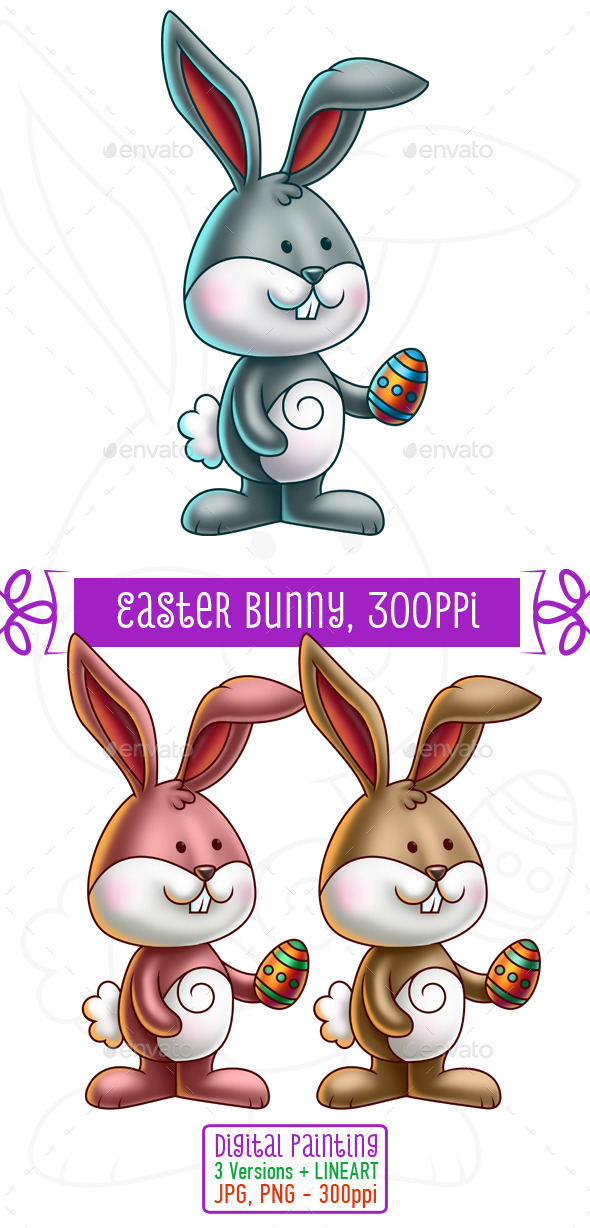 GraphicRiver Cute Bunny Holding an Easter Egg 10753446 GraphicRiver Cute Bunny Holding an Easter Egg 10753446