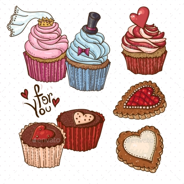 GraphicRiver Doodle Set Elements with Cookies and Cupcakes 10765448 GraphicRiver Doodle Set Elements with Cookies and Cupcakes 10765448