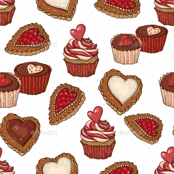GraphicRiver Seamless Background with Cookies and Cupcakes 10765454 GraphicRiver Seamless Background with Cookies and Cupcakes 10765454