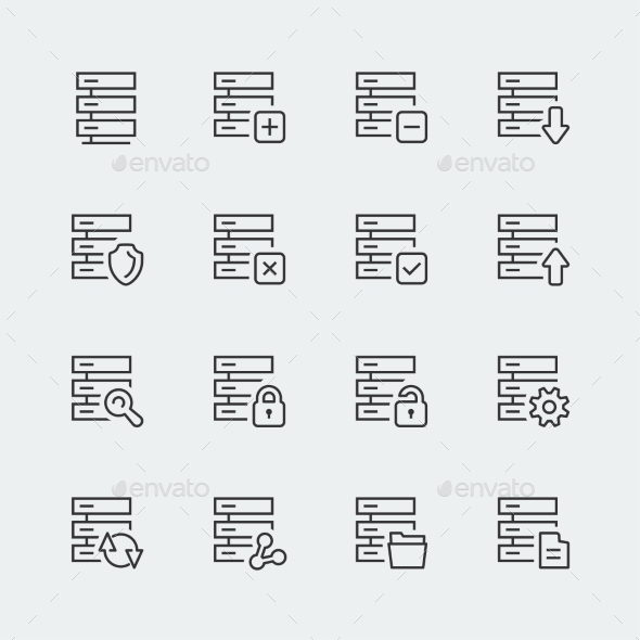Hosting, Computer Network Vector Icons Set, Thin l (Icons)