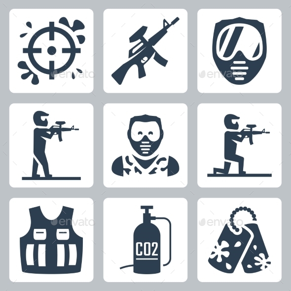 Paintball Vector Icons Set (Icons)
