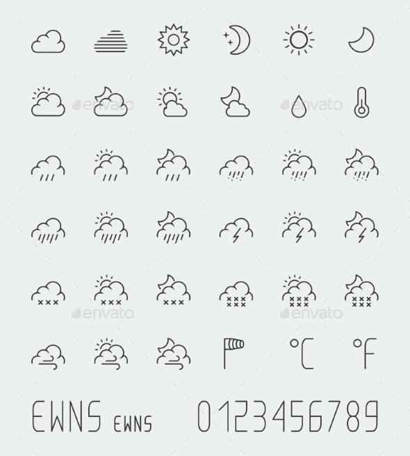 GraphicRiver Big Weather Icons Set Thin Line 10765744 GraphicRiver Big Weather Icons Set Thin Line 10765744