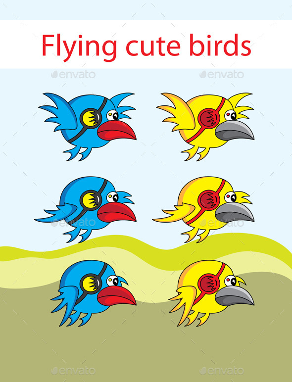 GraphicRiver Flying cute birds 10767001 GraphicRiver Flying cute birds 10767001