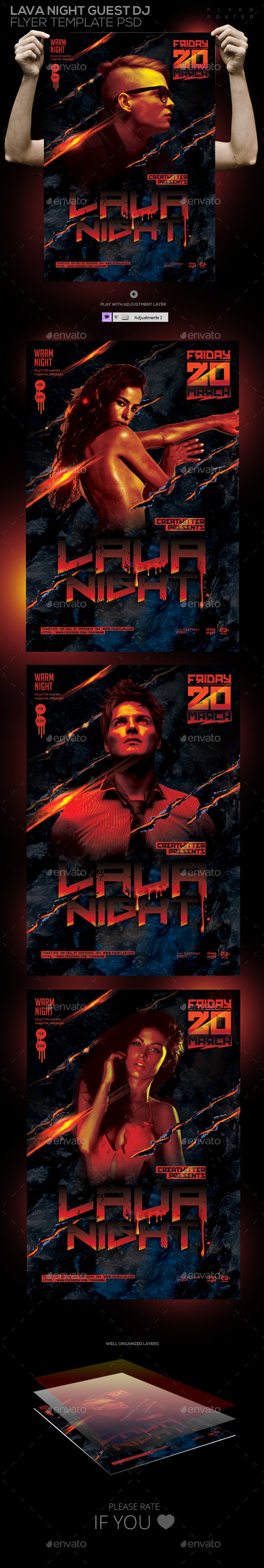 Lava Night Flyer Template PSD Poster/ Flyer (Clubs & Parties)