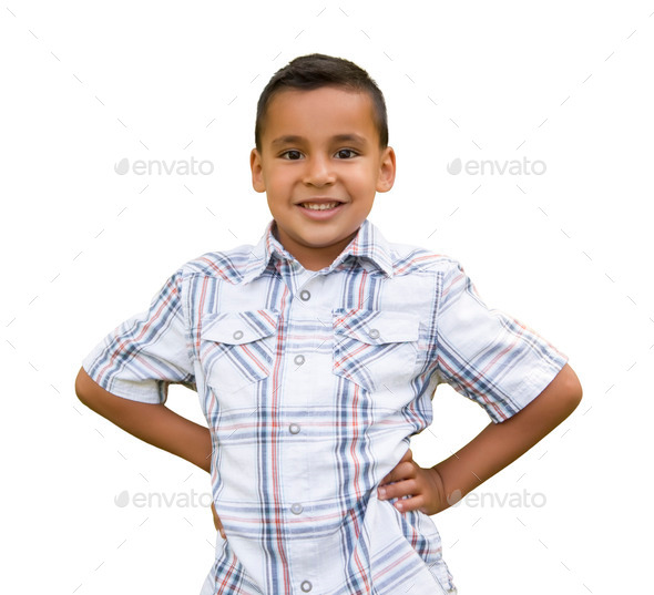 Handsome Young Hispanic Boy Isolated on a White Background. (Misc) Photo Download