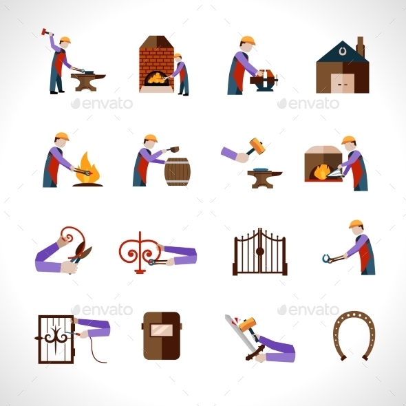 Blacksmith Icons Set (Industries)