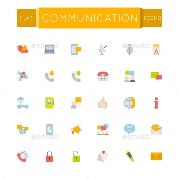 Vector Flat Communication Icons (Media)