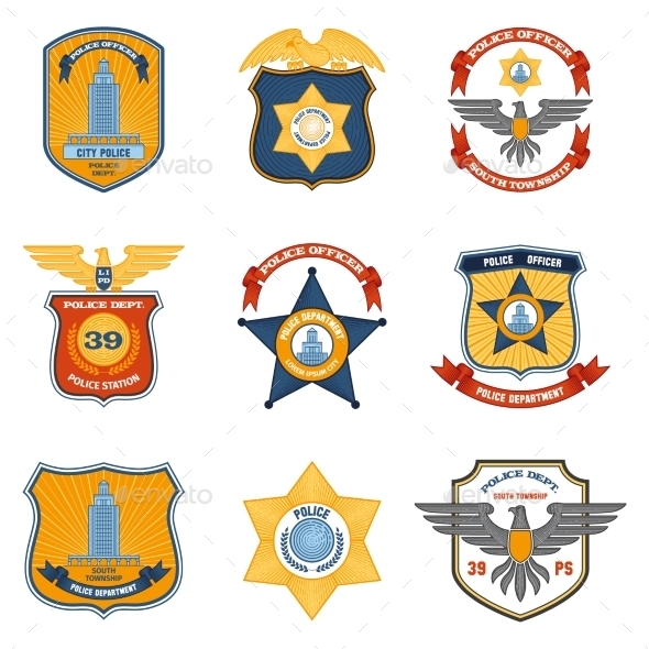 Police Badges Colored (Miscellaneous)