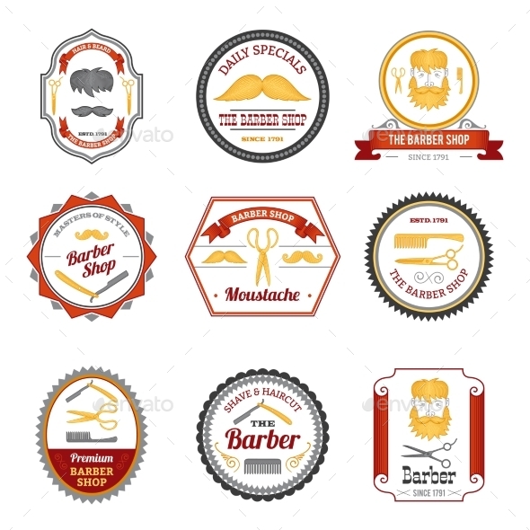 Barber Shop Emblems Colored (Miscellaneous)