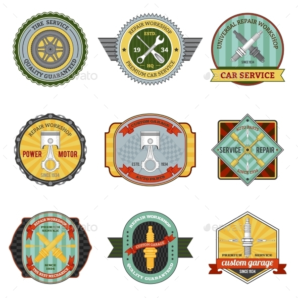 Repair Workshop Retro Badges (Industries)