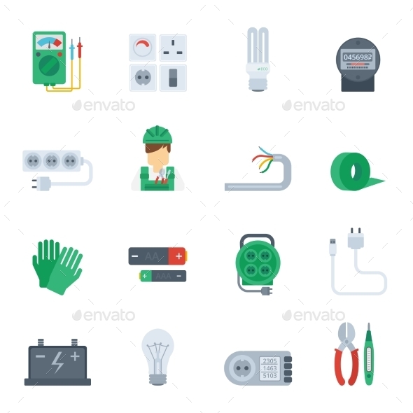 Electricity Icon Flat Set (Miscellaneous)