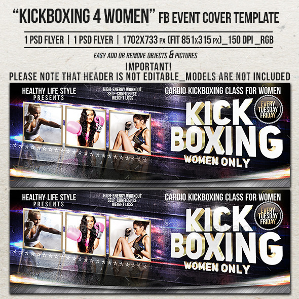 GraphicRiver Kickboxing for women facebook cover template 10412417 GraphicRiver Kickboxing for women facebook cover template 10412417