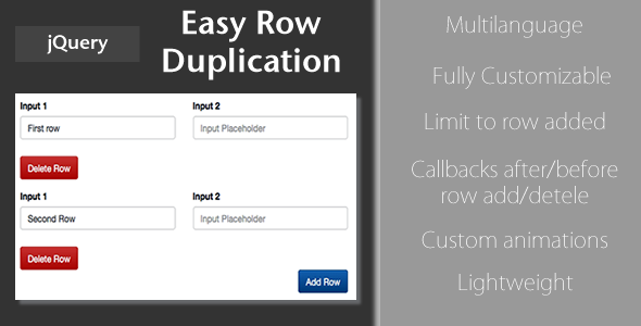 CodeCanyon easy Row Duplication jQuery Plugin 10756407 CodeCanyon easy Row Duplication jQuery Plugin 10756407