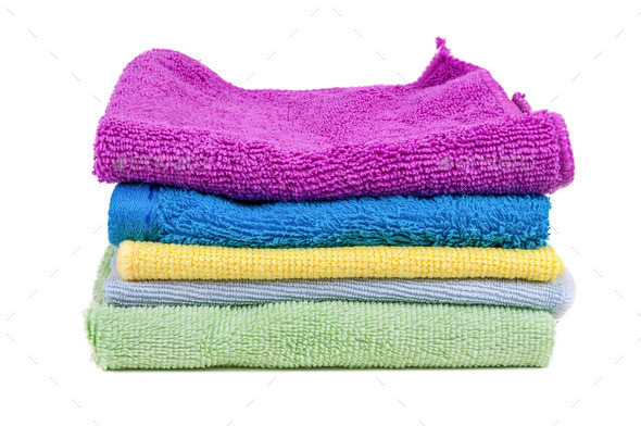 Stacked colorful towels on white background (Misc) Photo Download