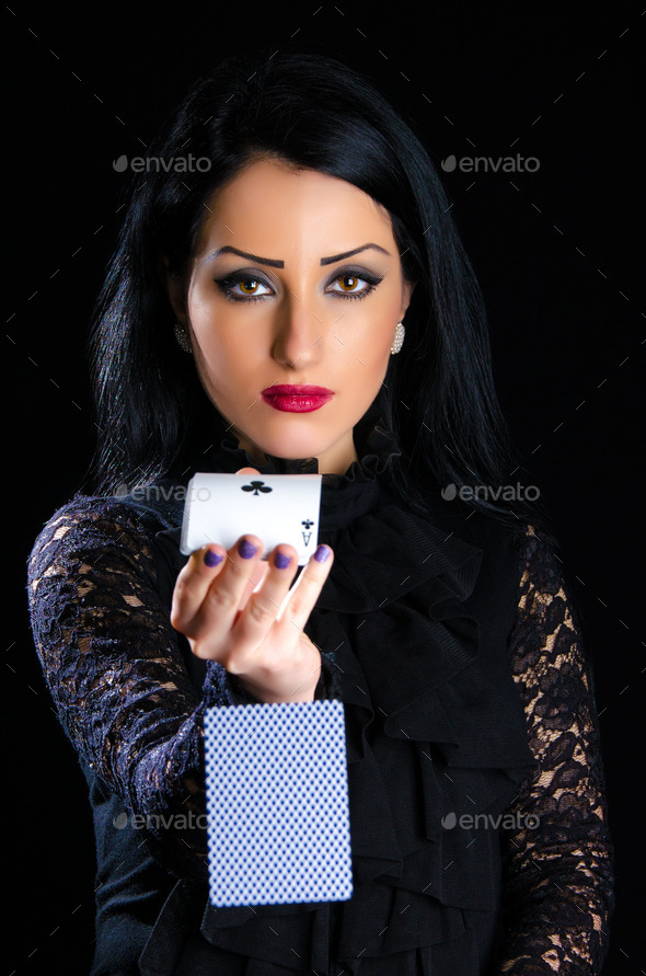 Elegant Woman With Playing Cards (Misc) Photo Download