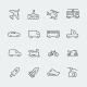 Transport vector icons set, thin line