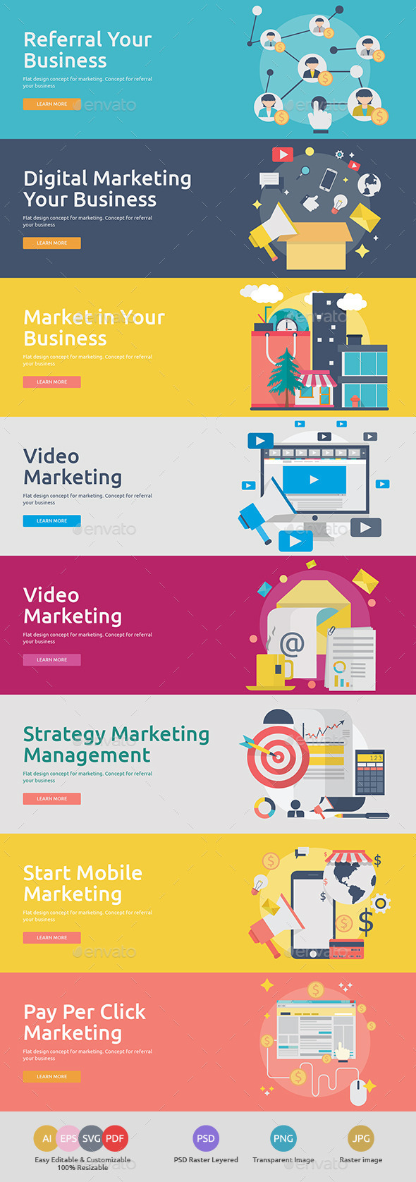 GraphicRiver Flat Concept Banners for Marketing 10774328 GraphicRiver Flat Concept Banners for Marketing 10774328