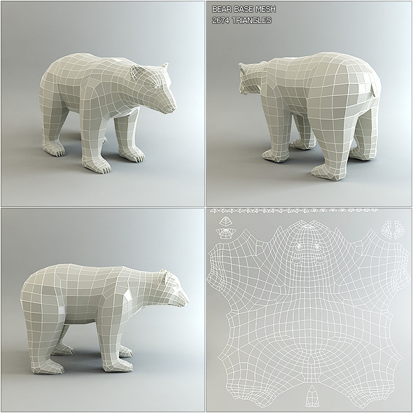 Low Poly Base Mesh Bear - 3DOcean Item for Sale