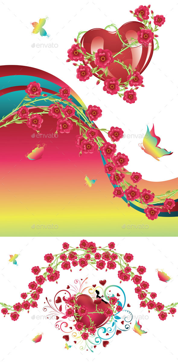 GraphicRiver Heart with Roses 10775730 GraphicRiver Heart with Roses 10775730
