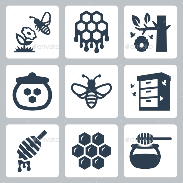 GraphicRiver Honey related vector icons set 10781903 GraphicRiver Honey related vector icons set 10781903