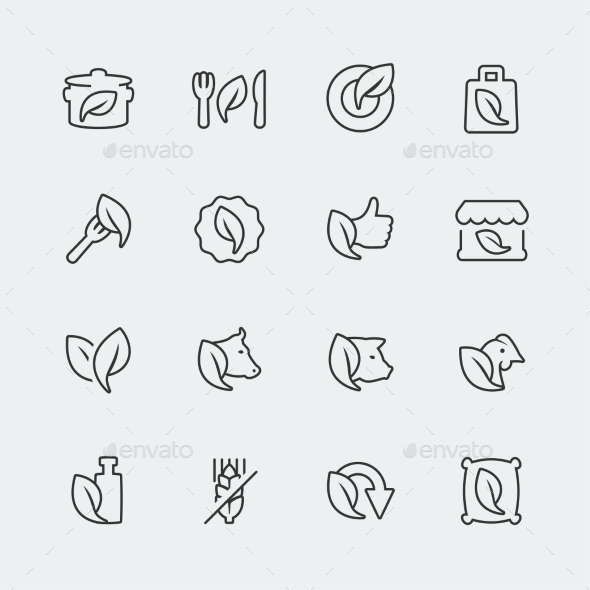 GraphicRiver Vector Organic and Vegetarian Food Mini Icons Set 10783365 GraphicRiver Vector Organic and Vegetarian Food Mini Icons Set 10783365