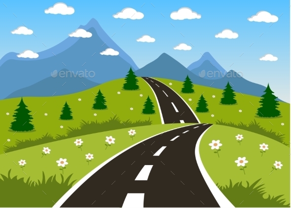GraphicRiver Spring or Summer Road to the Mountain 10783441 GraphicRiver Spring or Summer Road to the Mountain 10783441