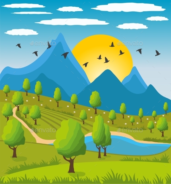 GraphicRiver Mountain Landscape 10783582 GraphicRiver Mountain Landscape 10783582