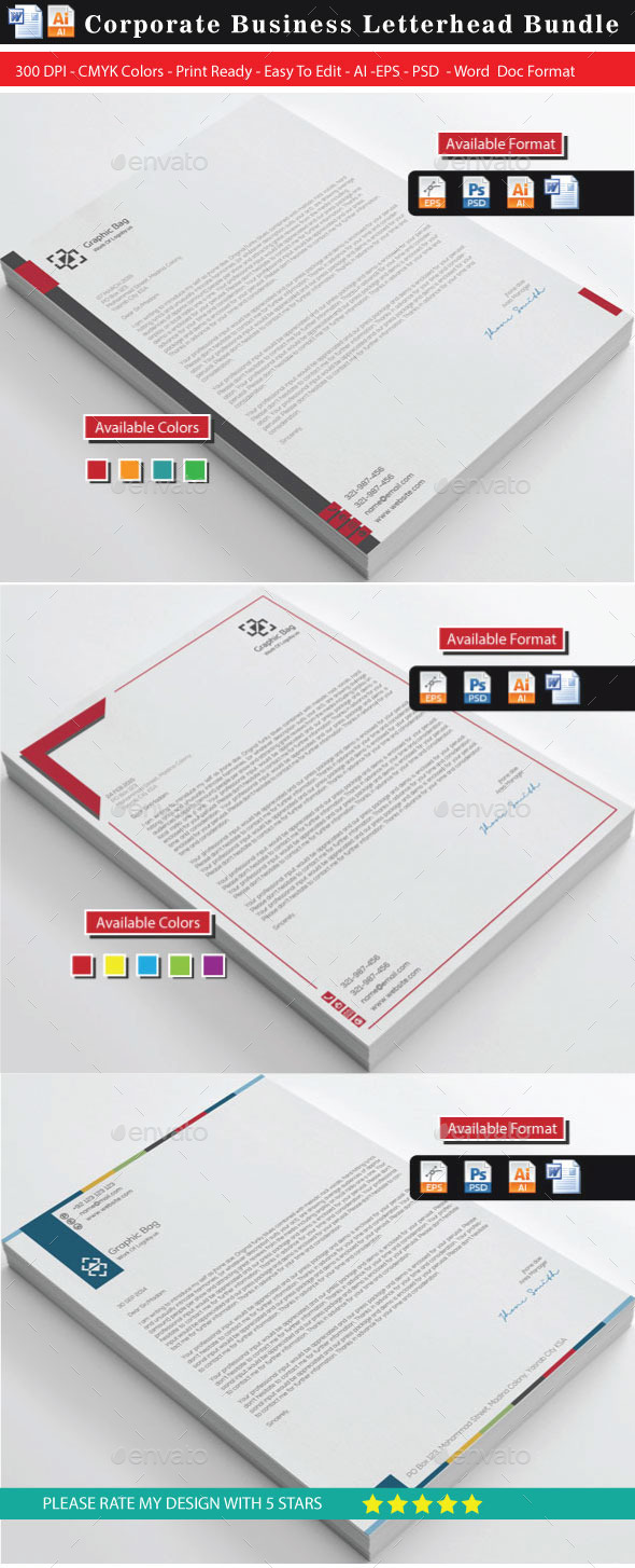 Corporate Business Letterhead Bundle2 (Stationery)