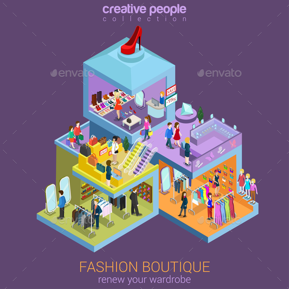 GraphicRiver Fashion Boutique Isometric 10787694 GraphicRiver Fashion Boutique Isometric 10787694