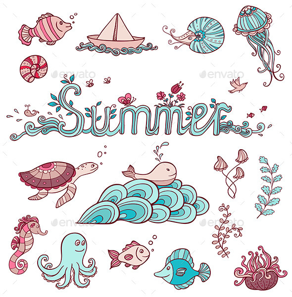 GraphicRiver Sea Doodle Elements 10788191 GraphicRiver Sea Doodle Elements 10788191