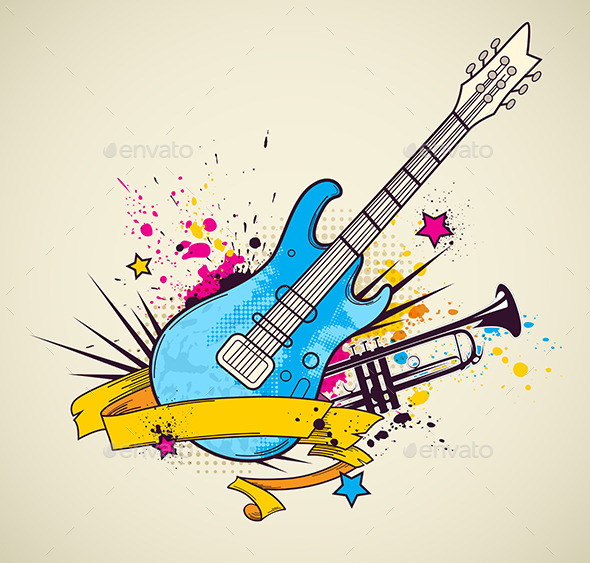 GraphicRiver Background with Electric Guitar and Trumpet 10788400 GraphicRiver Background with Electric Guitar and Trumpet 10788400