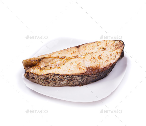 Fried salmon steak. (Misc) Photo Download