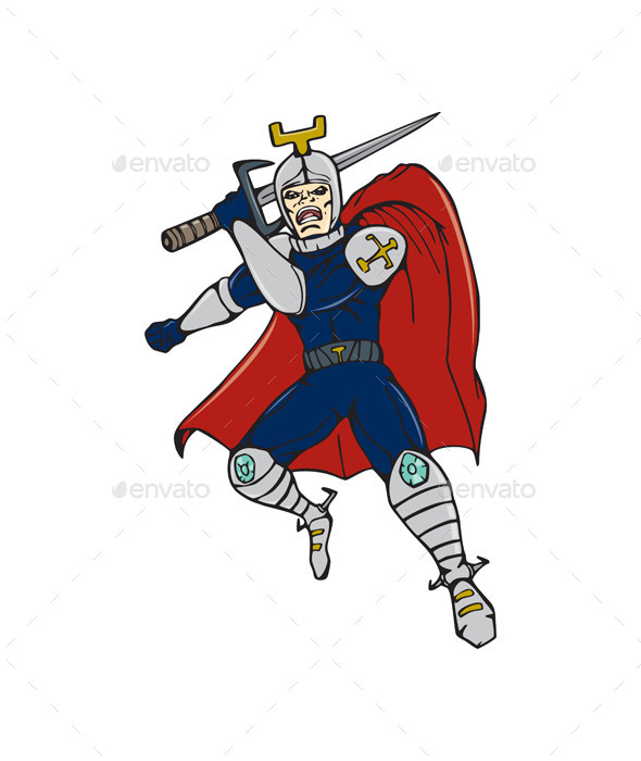 GraphicRiver Knight Brandishing Sword Cartoon 10790161 GraphicRiver Knight Brandishing Sword Cartoon 10790161