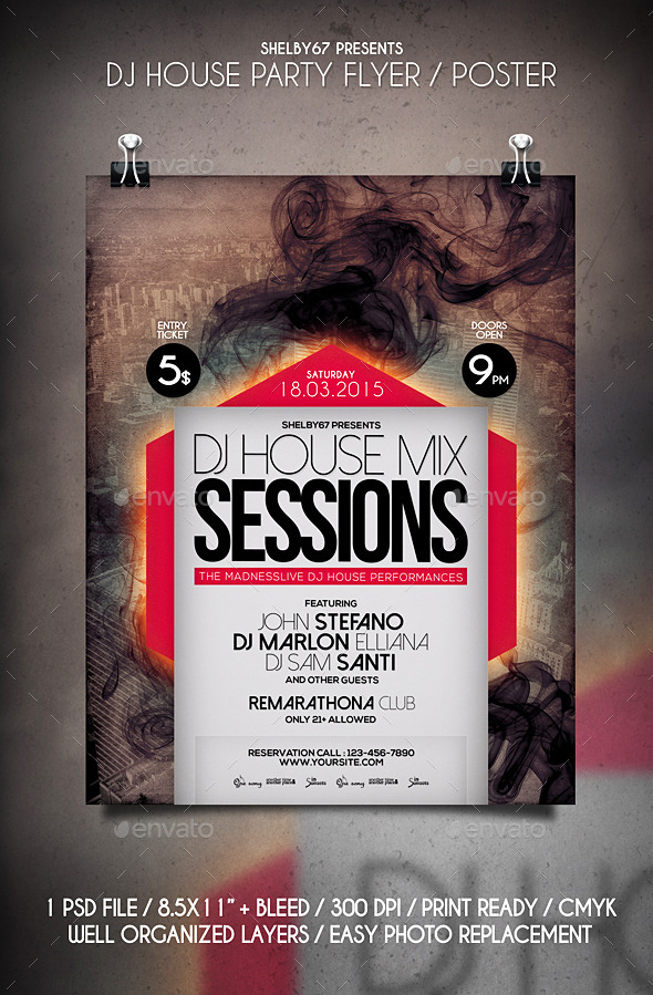 GraphicRiver DJ House Party Flyer Poster 10698607 GraphicRiver DJ House Party Flyer Poster 10698607