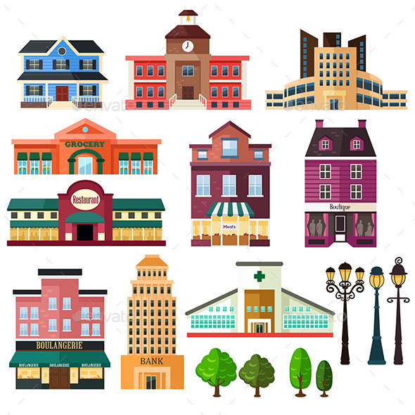 GraphicRiver Buildings and Lamp Posts 10792648 GraphicRiver Buildings and Lamp Posts 10792648